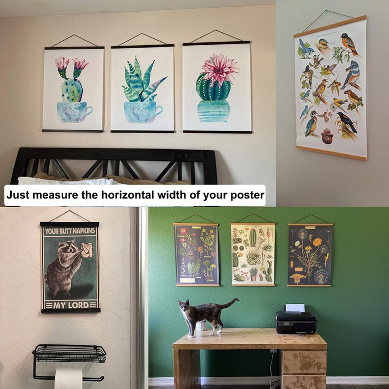 FALAMON 2 Pack Magnetic Poster Hanger Frame, 20x16 20x24 20x28 20x30 Teak Wood Magnet Poster Frame for Hanging Posters, Prints, Photos, Pictures, Maps, Scrolls, and Canvas Artwork - Image 4